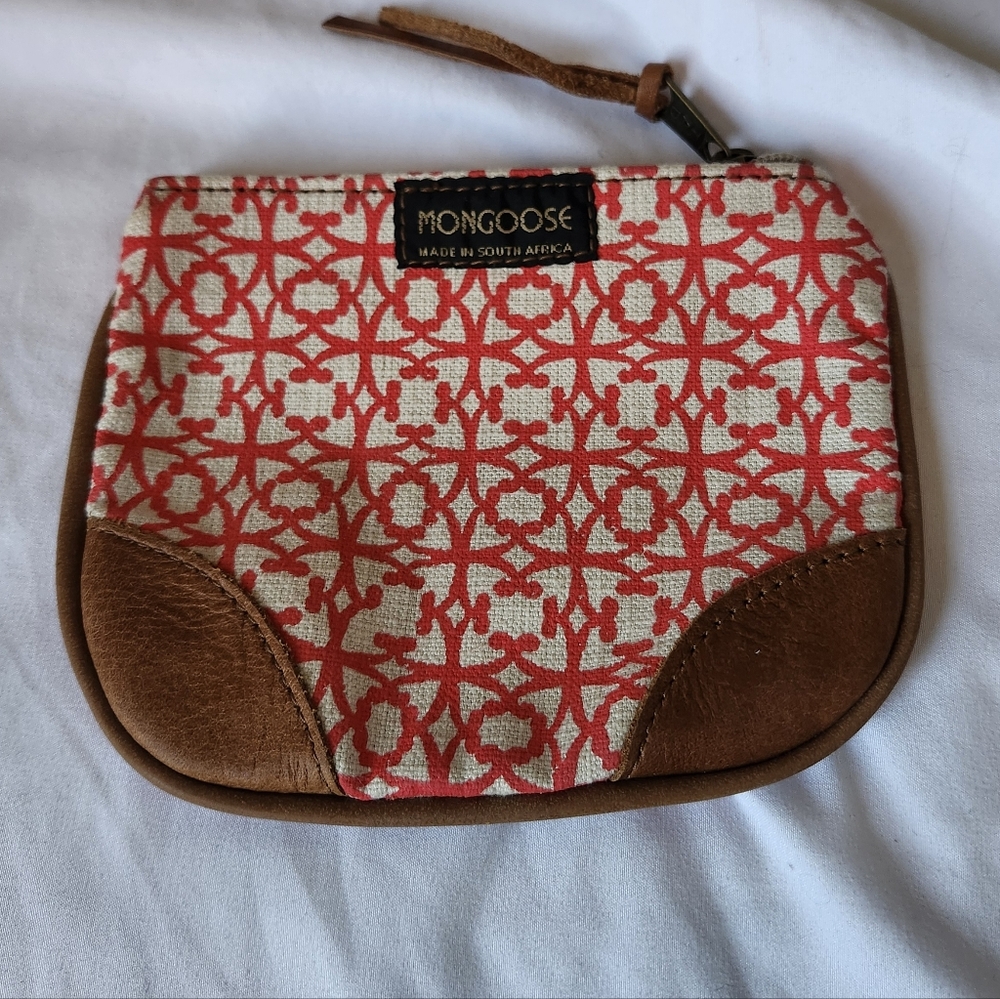 Mongoose Orange And Brown Canvas Pouch With Leather Corners